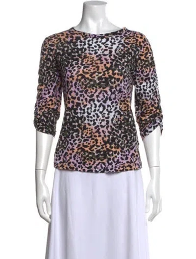 Pre-owned Veronica Beard Animal Print Crew Neck Top In Black