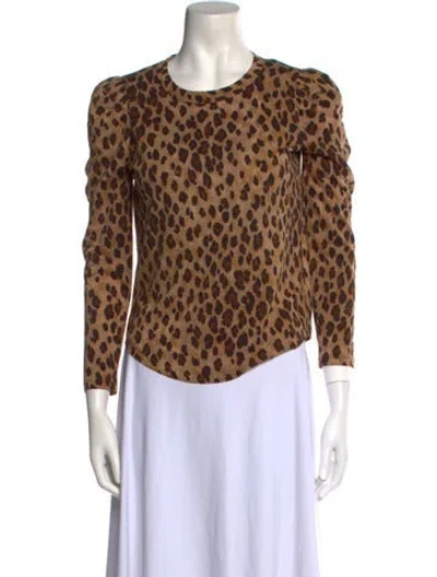 Pre-owned Veronica Beard Animal Print Crew Neck Top In Brown