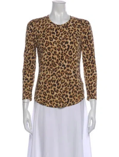 Pre-owned Veronica Beard Animal Print Crew Neck Top In Brown
