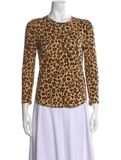 Pre-owned Veronica Beard Animal Print Crew Neck Top In Brown