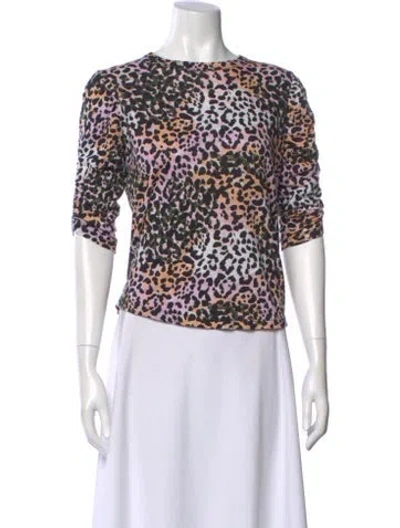 Pre-owned Veronica Beard Animal Print Crew Neck Top In Multi