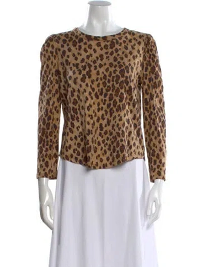 Pre-owned Veronica Beard Animal Print Crew Neck Top In Multi