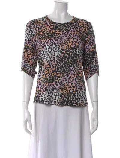 Pre-owned Veronica Beard Animal Print Crew Neck Top In Multi
