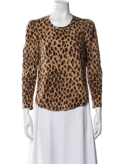 Pre-owned Veronica Beard Animal Print Crew Neck Top In Neutral