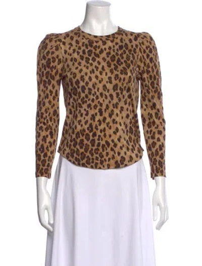 Pre-owned Veronica Beard Animal Print Crew Neck Top W/ Tags In Brown