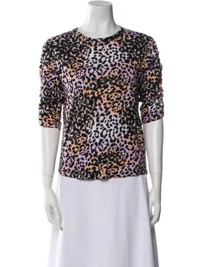 Pre-owned Veronica Beard Animal Print Crew Neck T-shirt In Black