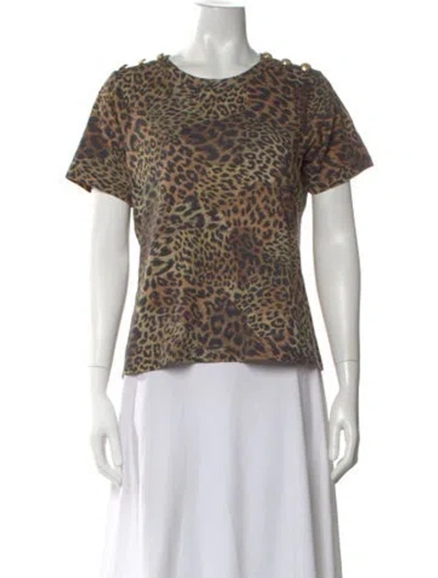 Pre-owned Veronica Beard Animal Print Crew Neck T-shirt In Black