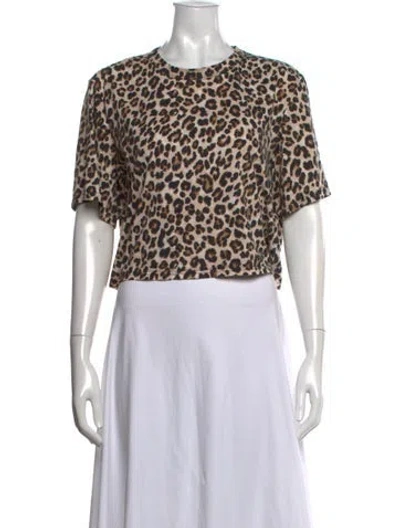 Pre-owned Veronica Beard Animal Print Crew Neck T-shirt In Neutrals