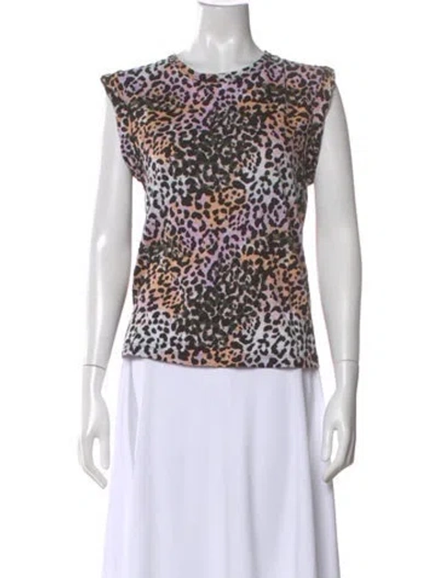 Pre-owned Veronica Beard Animal Print Crew Neck T-shirt In Pink