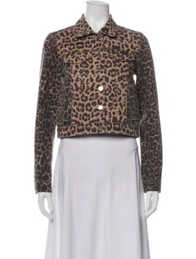 Pre-owned Veronica Beard Animal Print Denim Jacket In Brown