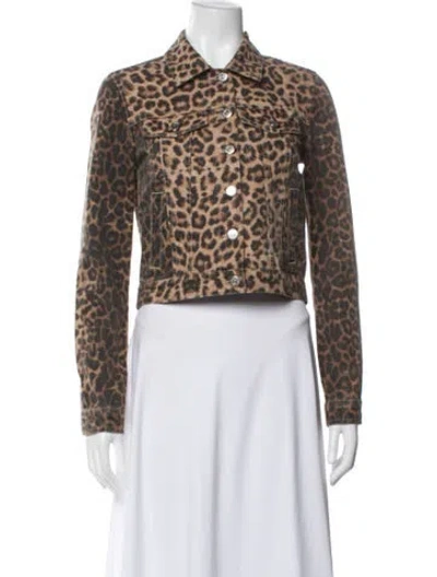 Pre-owned Veronica Beard Animal Print Denim Jacket In Brown