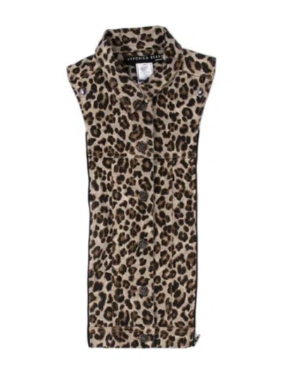 Pre-owned Veronica Beard Animal Print Dickey In Brown