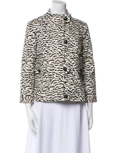 Pre-owned Veronica Beard Animal Print Evening Jacket In White