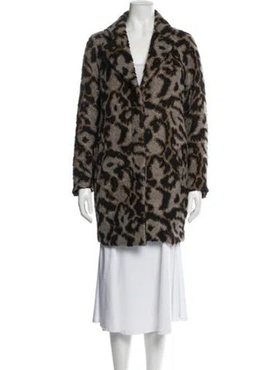 Pre-owned Veronica Beard Animal Print Faux Fur Coat In Brown