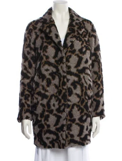 Pre-owned Veronica Beard Animal Print Faux Fur Coat In Gray
