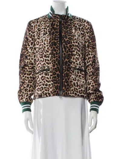 Pre-owned Veronica Beard Animal Print Faux Fur Jacket In White