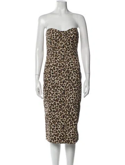 Pre-owned Veronica Beard Animal Print Knee-length Dress In Brown