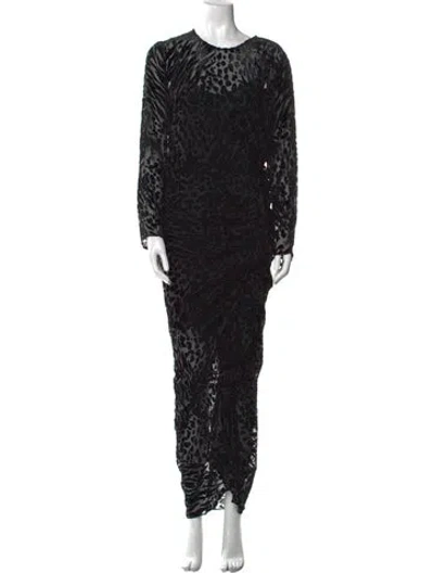 Pre-owned Veronica Beard Animal Print Long Dress In Black