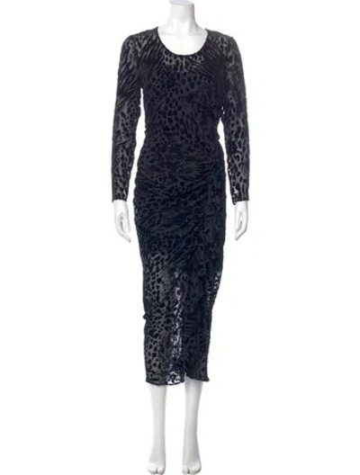 Pre-owned Veronica Beard Animal Print Long Dress In Blue