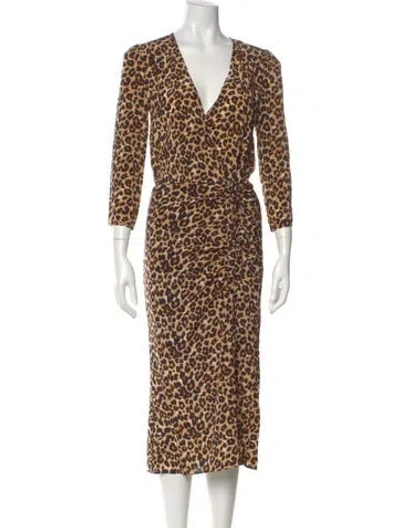 Pre-owned Veronica Beard Animal Print Long Dress In Orange