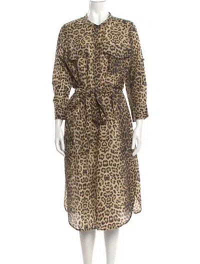 Pre-owned Veronica Beard Animal Print Midi Length Dress In Brown