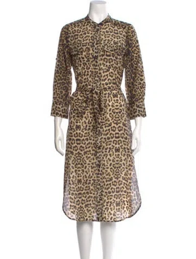 Pre-owned Veronica Beard Animal Print Midi Length Dress In Brown