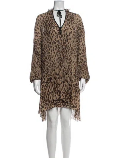 Pre-owned Veronica Beard Animal Print Midi Length Dress In Brown