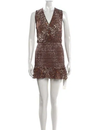 Pre-owned Veronica Beard Animal Print Mini Dress In Brown