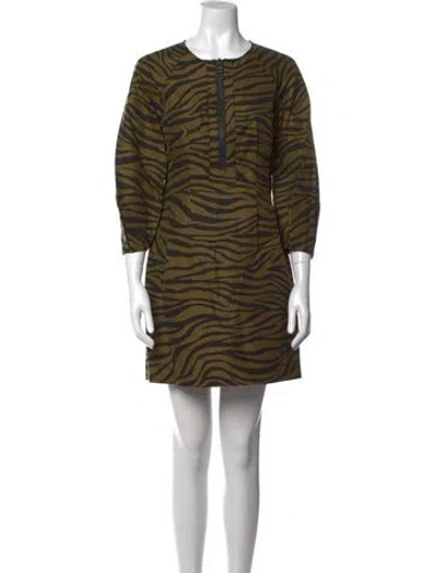 Pre-owned Veronica Beard Animal Print Mini Dress W/ Tags In Green