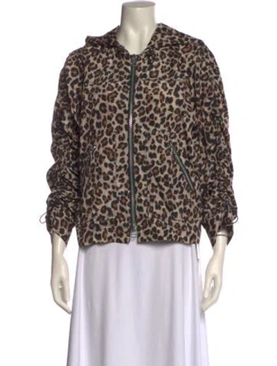 Pre-owned Veronica Beard Animal Print Mock Neck Blouse In Neutral