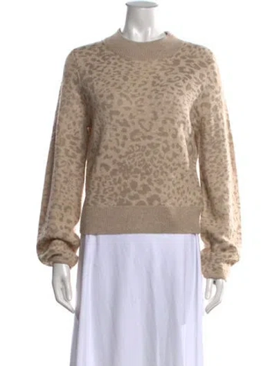Pre-owned Veronica Beard Animal Print Mock Neck Sweater In Neutral