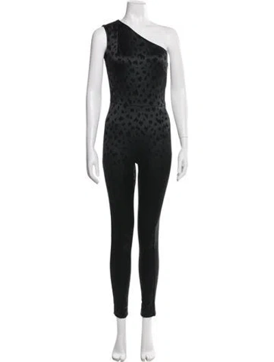 Pre-owned Veronica Beard Animal Print One-shoulder Jumpsuit In Black