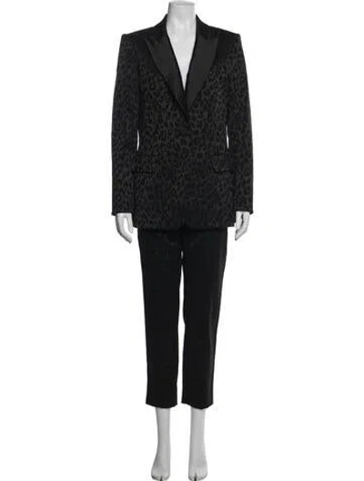 Pre-owned Veronica Beard Animal Print Pantsuit In Black