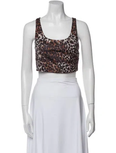 Pre-owned Veronica Beard Animal Print Scoop Neck Crop Top In Multi