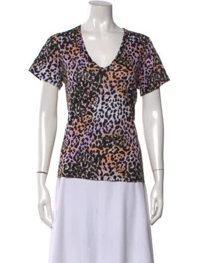 Pre-owned Veronica Beard Animal Print Scoop Neck T-shirt In Neutral