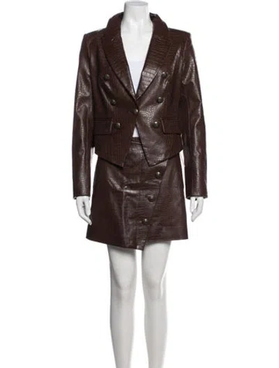 Pre-owned Veronica Beard Animal Print Skirt Suit In Brown