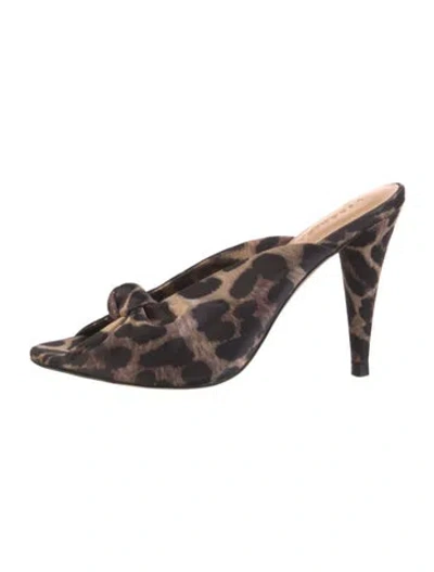 Pre-owned Veronica Beard Animal Print Slides In Brown