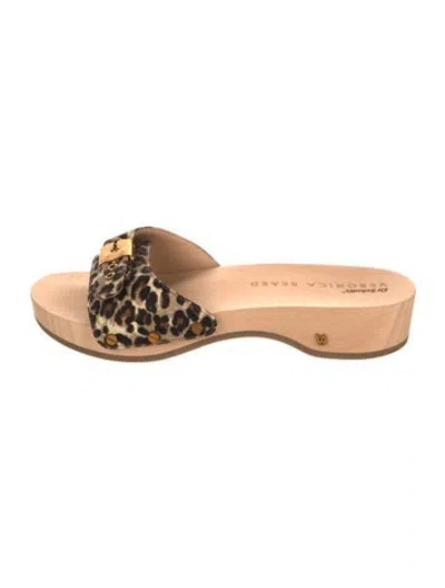 Pre-owned Veronica Beard Animal Print Slides In Brown