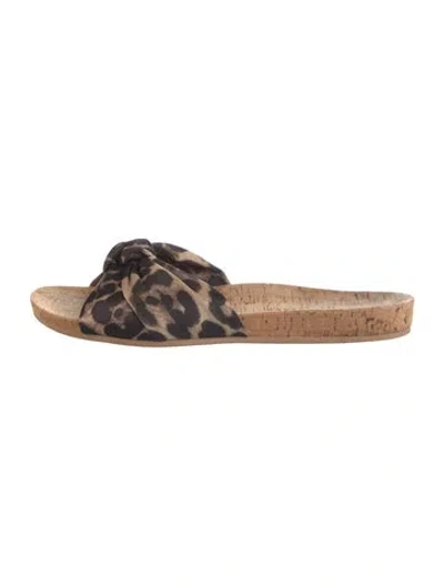 Pre-owned Veronica Beard Animal Print Slides In Brown