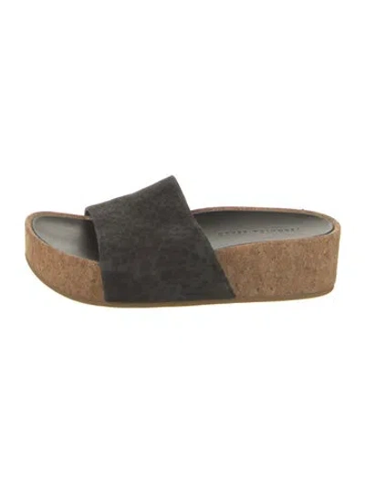 Pre-owned Veronica Beard Animal Print Slides In Grey