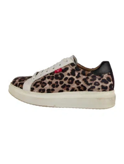 Pre-owned Veronica Beard Animal Print Sneakers In Brown