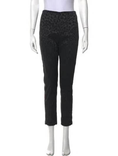 Pre-owned Veronica Beard Animal Print Straight Leg Pants In Black