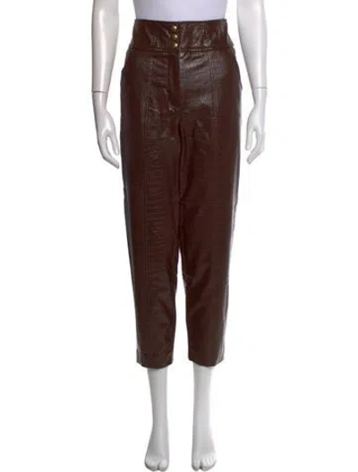 Pre-owned Veronica Beard Animal Print Straight Leg Pants In Brown