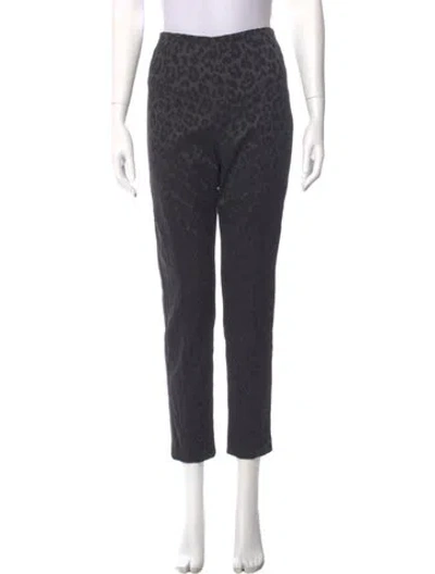 Pre-owned Veronica Beard Animal Print Straight Leg Pants In Gray