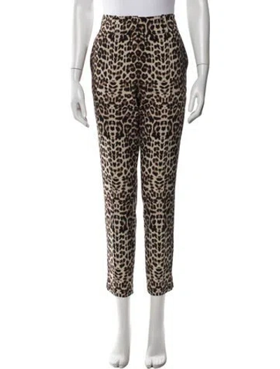 Pre-owned Veronica Beard Animal Print Straight Leg Pants In Neutral