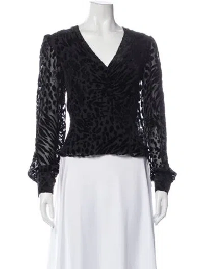 Pre-owned Veronica Beard Animal Print V-neck Blouse In Blue
