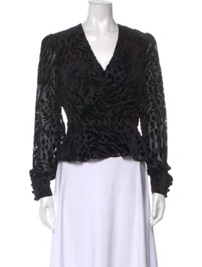Pre-owned Veronica Beard Animal Print V-neck Blouse W/ Tags In Black