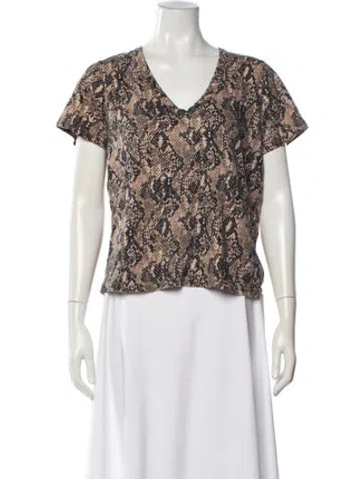 Pre-owned Veronica Beard Animal Print V-neck Top In Multi