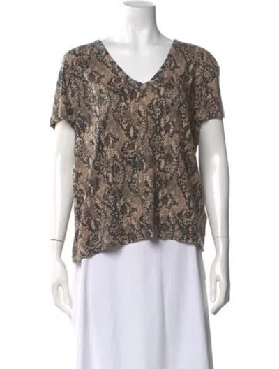 Pre-owned Veronica Beard Animal Print V-neck T-shirt In Brown