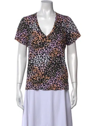 Pre-owned Veronica Beard Animal Print V-neck T-shirt In Multicolor
